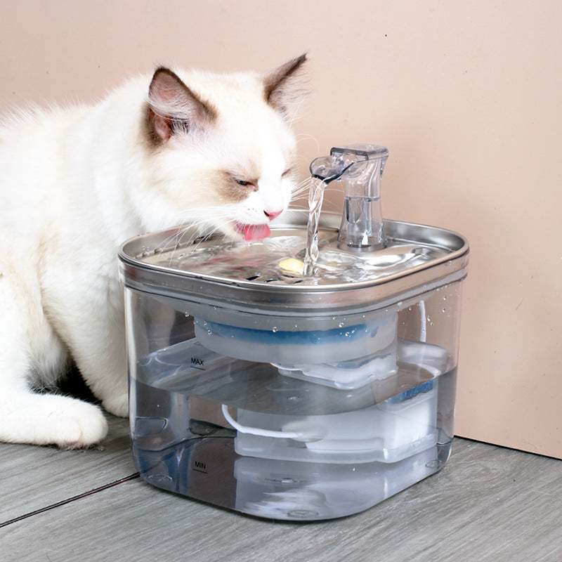 Haustier-Wasserspender aus Edelstahl mit automatischer Zirkulation und integriertem Filter