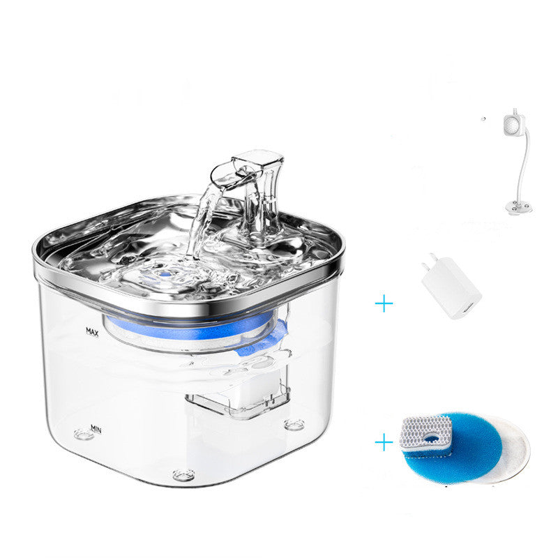 Haustier-Wasserspender aus Edelstahl mit automatischer Zirkulation und integriertem Filter